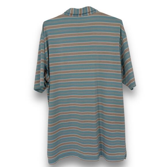 Peter Millar Summer Comfort Polo Shirt Blue White Stripe Logo Embroidered Size L - Picture 6 of 7